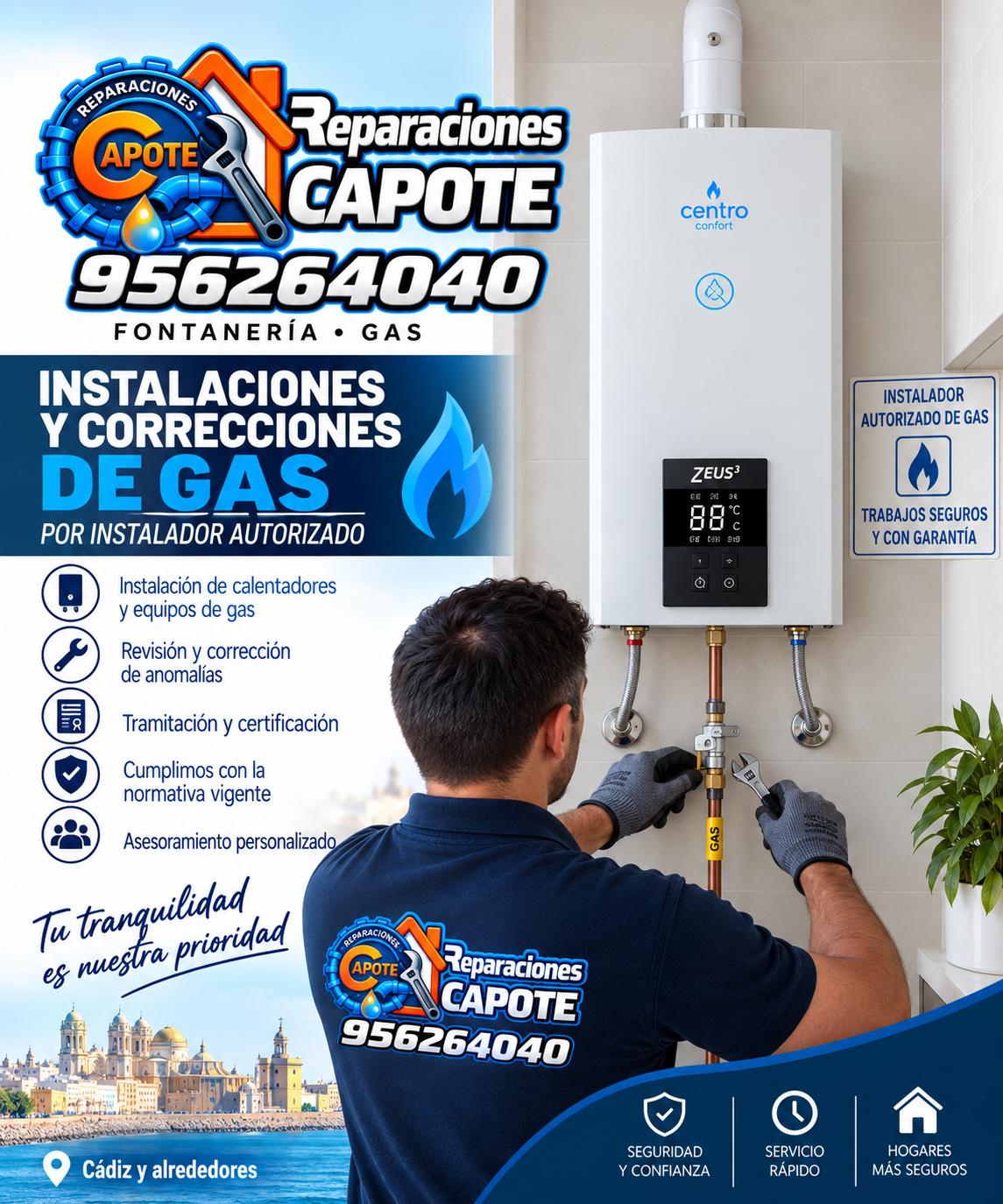 instalador de gas autorizado en Cádiz